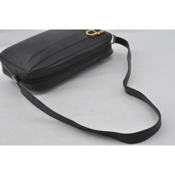 Retro Dior Black Leather 2-way Shoulder Bag or Clutch w Gold Accents - Picture 4 of 11